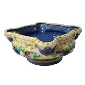 Vintage Maruhon Ware Japan Diamond Shaped Raised Fruit Design Bowl Porcelain